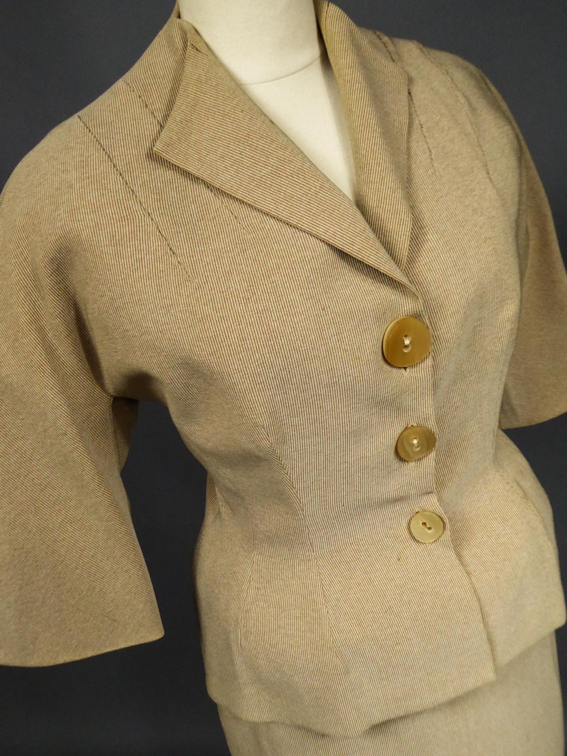 A Marcel Rochas French Couture Woollen Skirt and Jacket Bar Set Circa 1948 10
