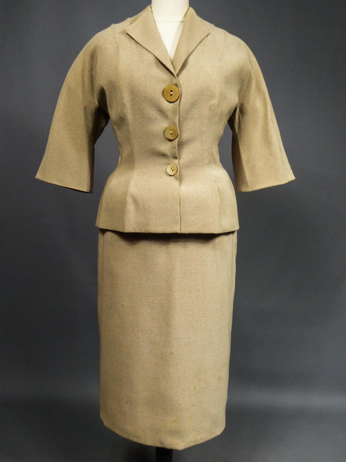 A Marcel Rochas French Couture Woollen Skirt and Jacket Bar Set Circa 1948 2