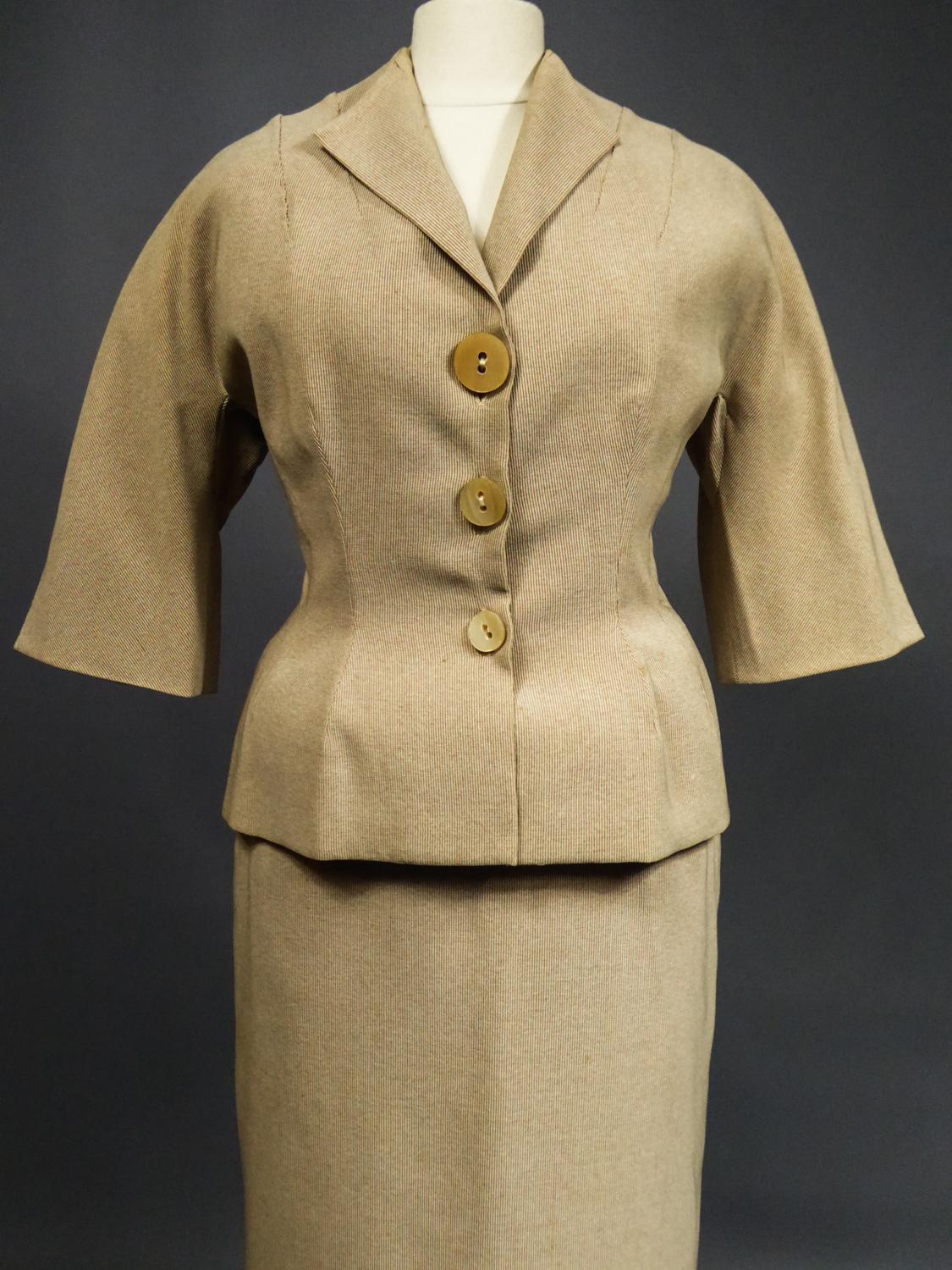 A Marcel Rochas French Couture Woollen Skirt and Jacket Bar Set Circa 1948 3