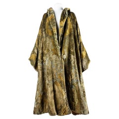 A Mariano Fortuny Gold and Silver Printed Velvet Evening Coat -Venice Circa 1925