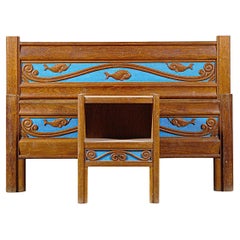 Cama de estilo marino y mesa auxiliar de Joseph Savina Francia Años 60