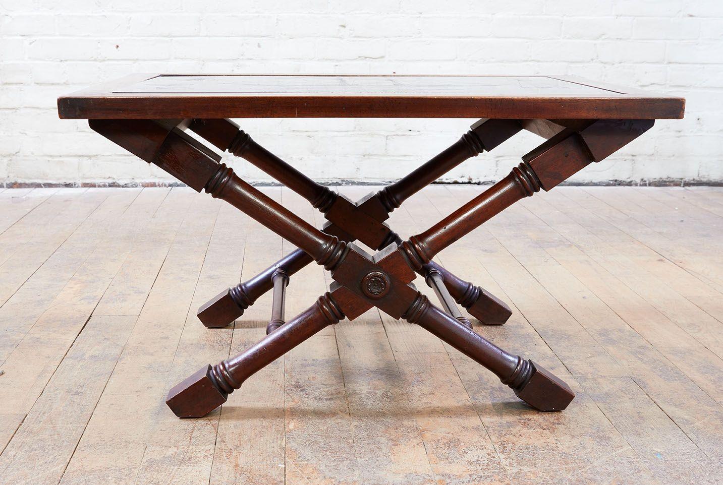 American Maritime Etched Slate Drinks Table