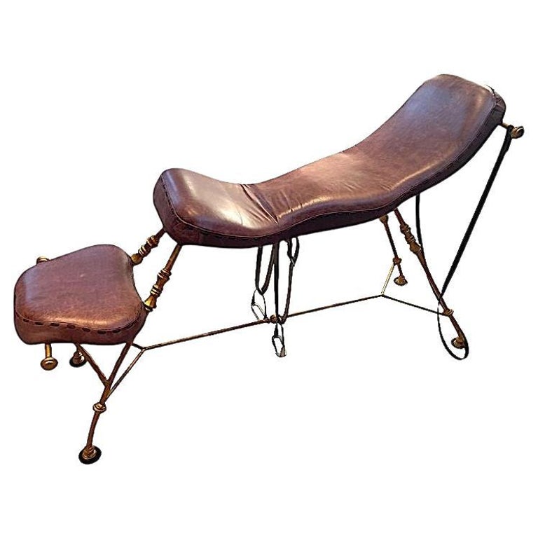 Mark Brazier Jones "Tally Ho" Chair Upholstered in Tan Leather For Sale