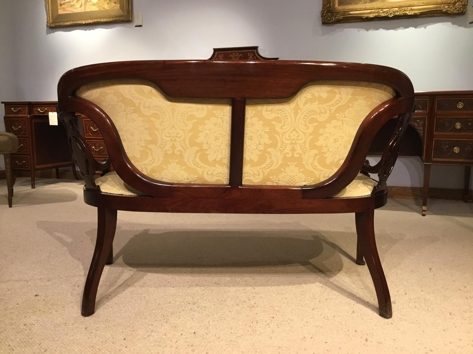 Marquetry Inlaid Edwardian Period Antique Settee 5