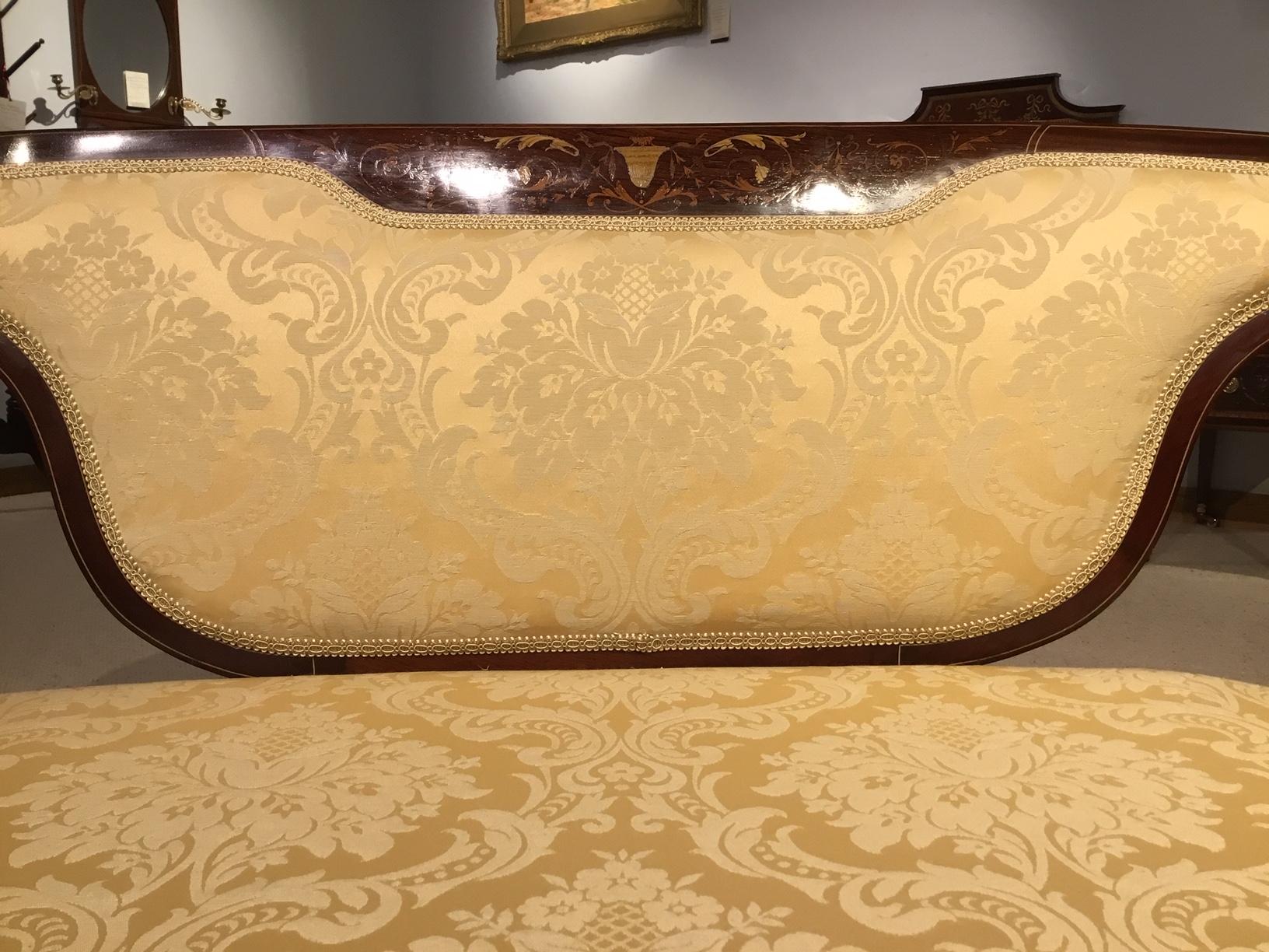 Marquetry Inlaid Edwardian Period Antique Settee 2