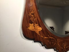 Marquetry Inlaid Edwardian Period Antique Wall Mirror