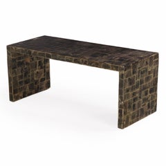A Marquetry Mica covered Waterfall Coffee Table.