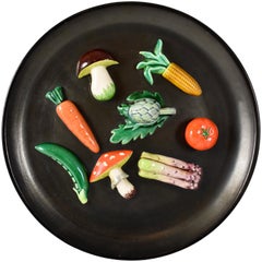 A. Martin Vallauris French Provençal Palissy Trompe L’oeil Vegetable Wall Plate