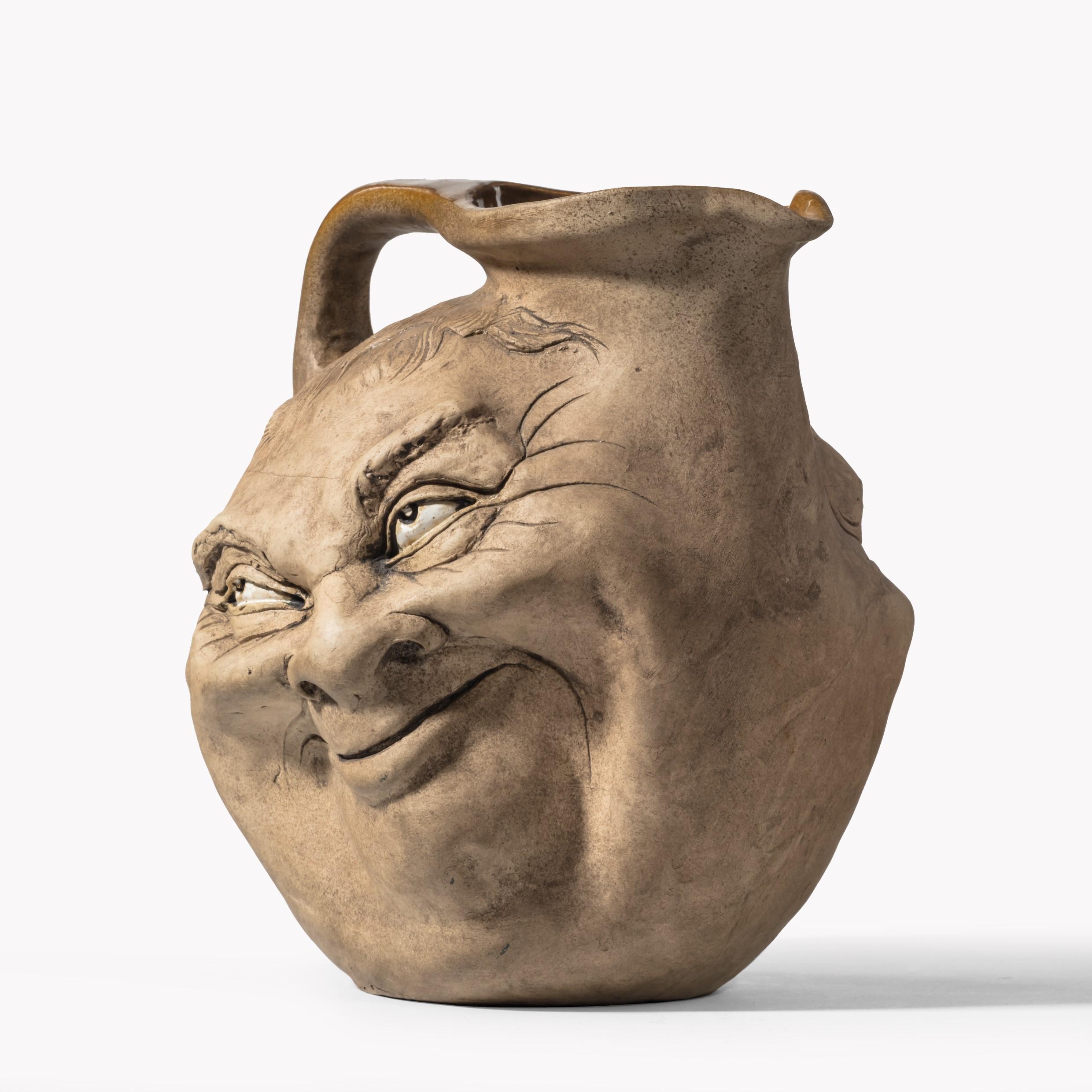 Martinware Double-Sided Stoneware Pottery ‘Face’ Jug, Dated 1896 In Good Condition In Lymington, Hampshire