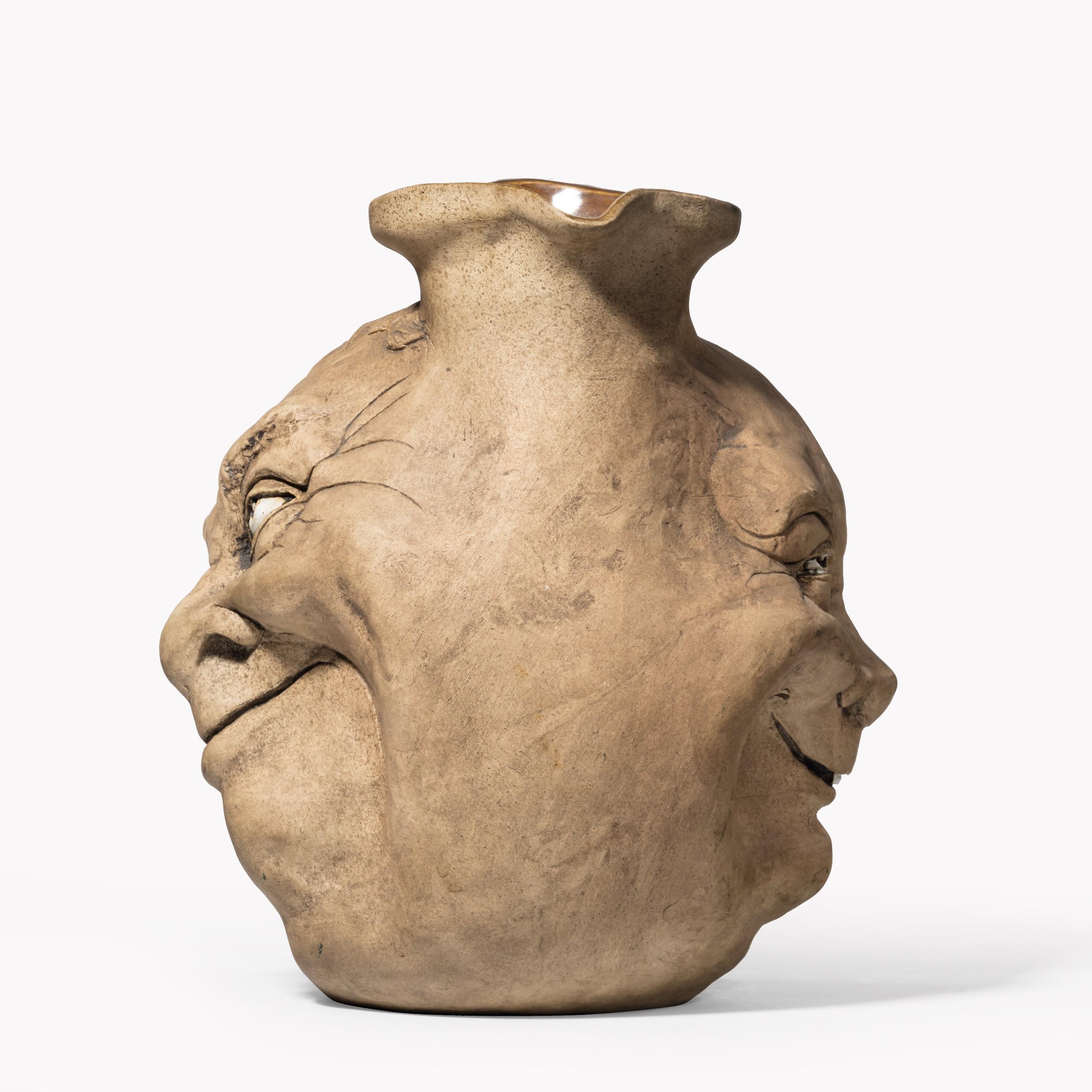 Late 19th Century Martinware Double-Sided Stoneware Pottery ‘Face’ Jug, Dated 1896