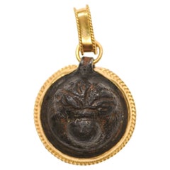 Antique A Marvelous Bronze Roman Pendant