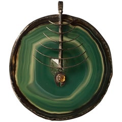a massif Chrimau Agathe and silver pendent necklace