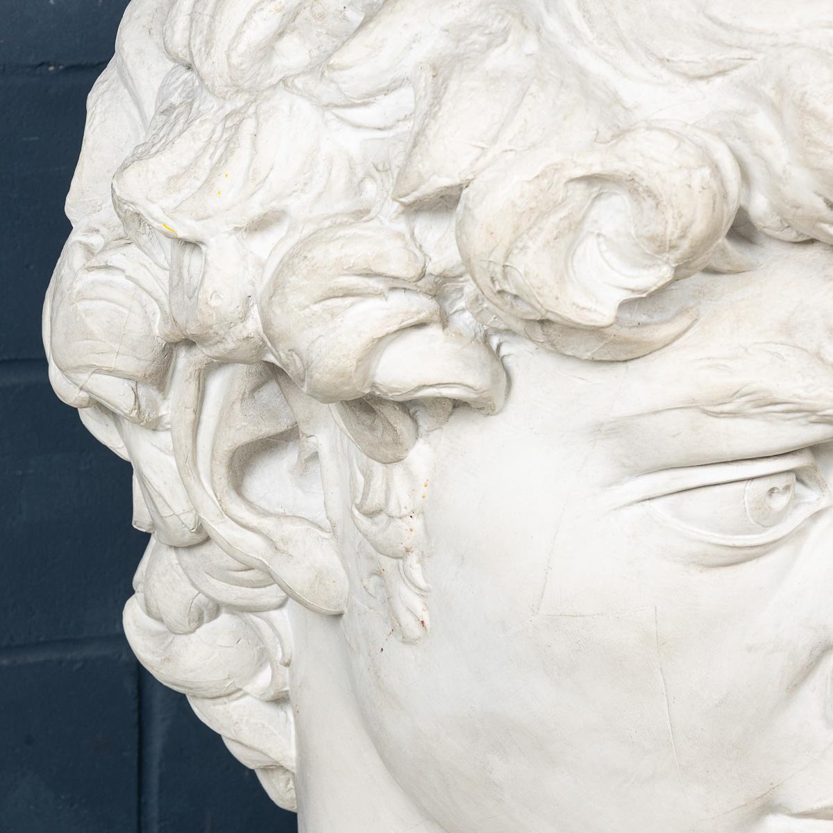 A Massive 20thC Italian Plaster Sculpture Bust Of Michelangelo's David c.1990 For Sale 6