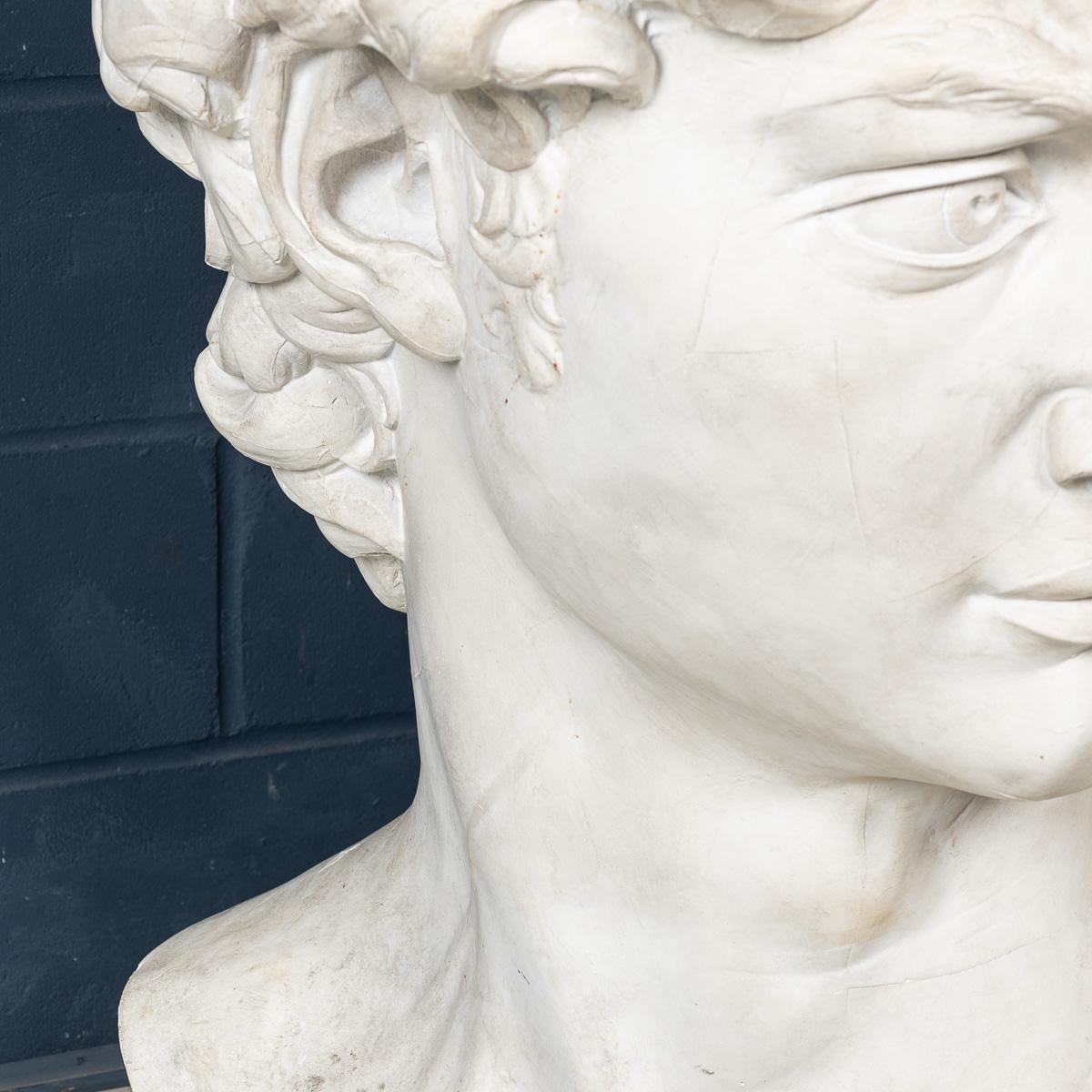 A Massive 20thC Italian Plaster Sculpture Bust Of Michelangelo's David c.1990 For Sale 7