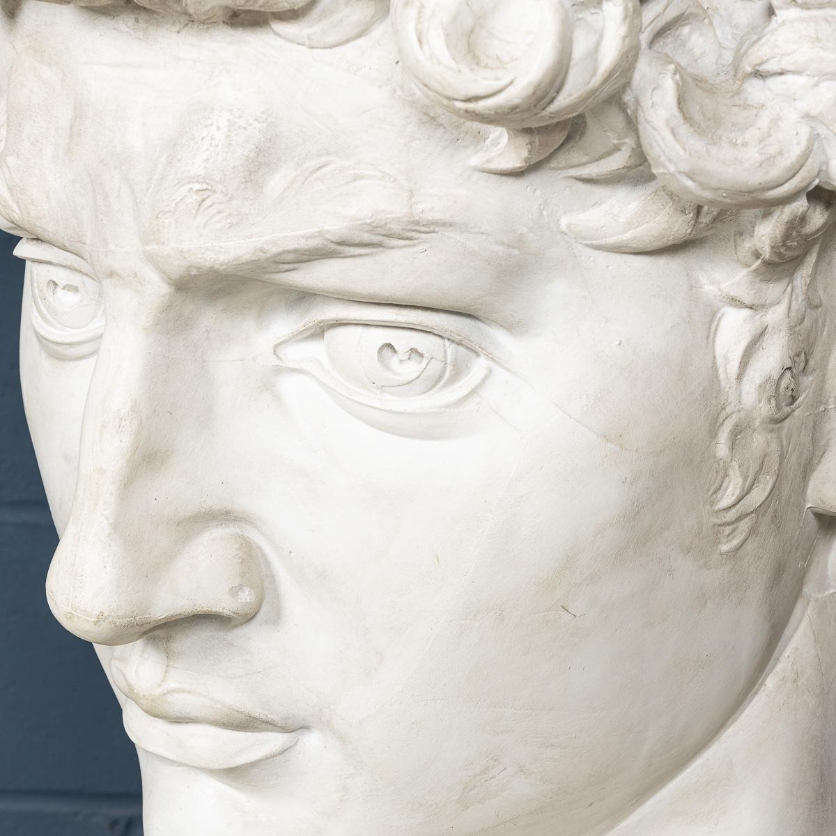 A Massive 20thC Italian Plaster Sculpture Bust Of Michelangelo's David c.1990 For Sale 10
