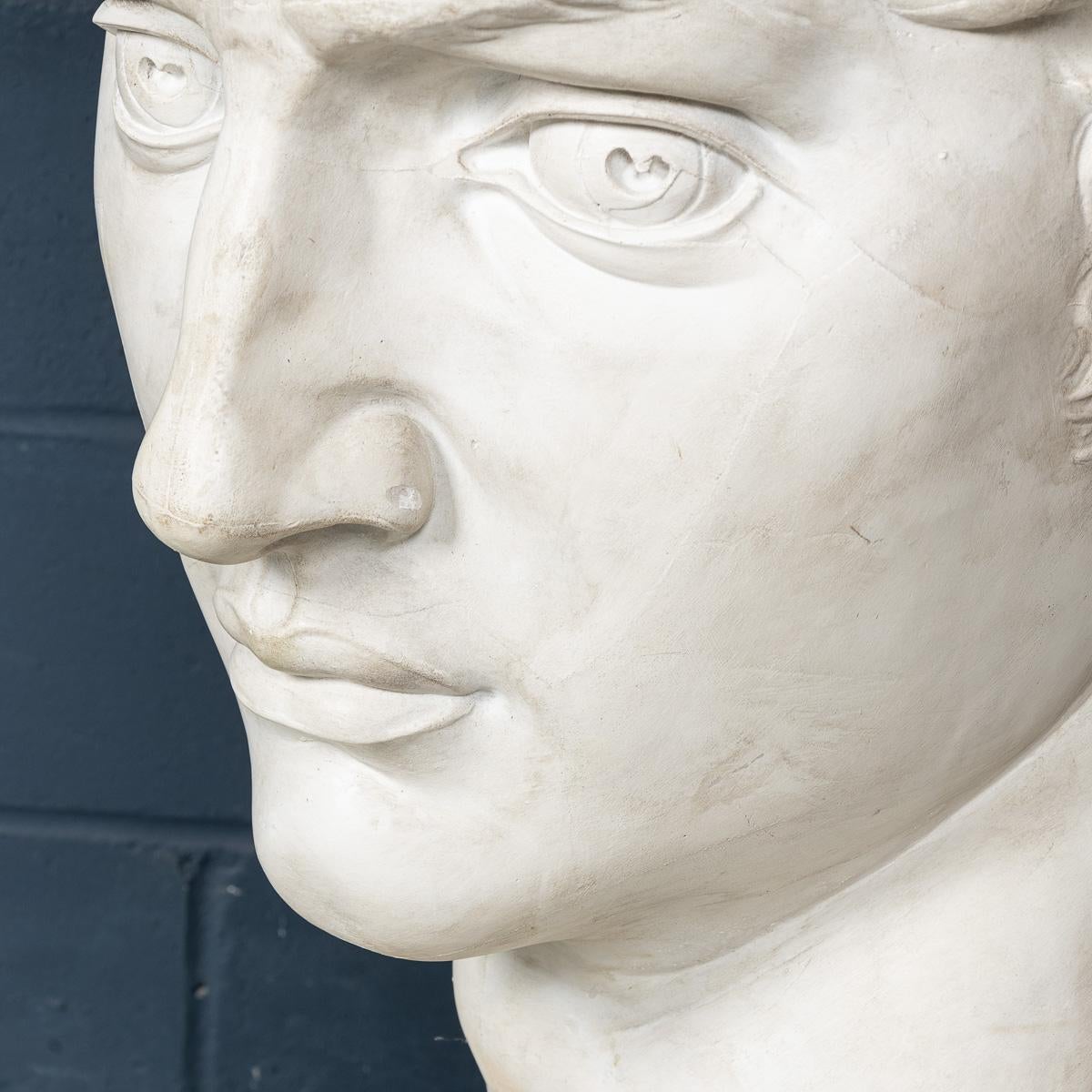 A Massive 20thC Italian Plaster Sculpture Bust Of Michelangelo's David c.1990 For Sale 11
