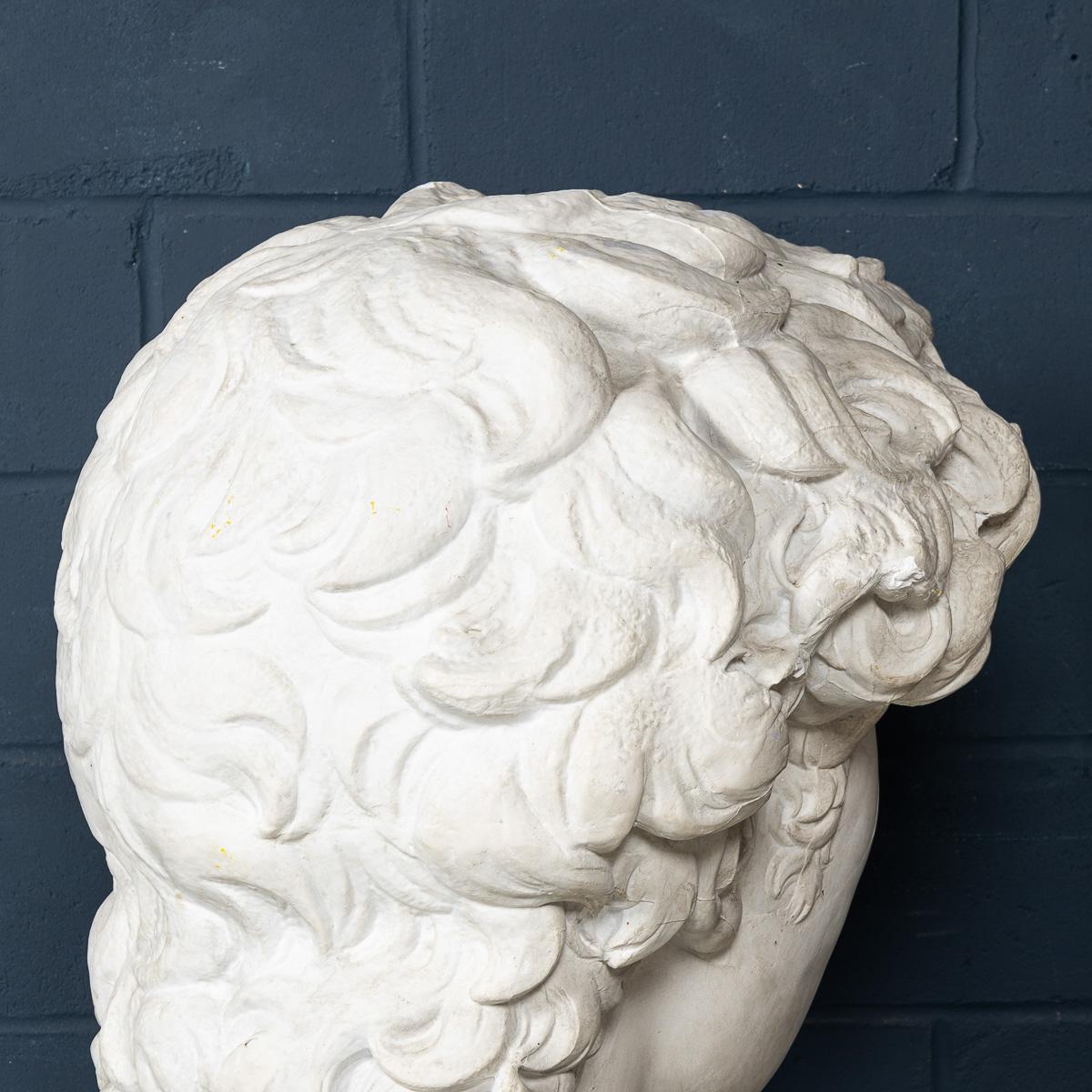 A Massive 20thC Italian Plaster Sculpture Bust Of Michelangelo's David c.1990 For Sale 13