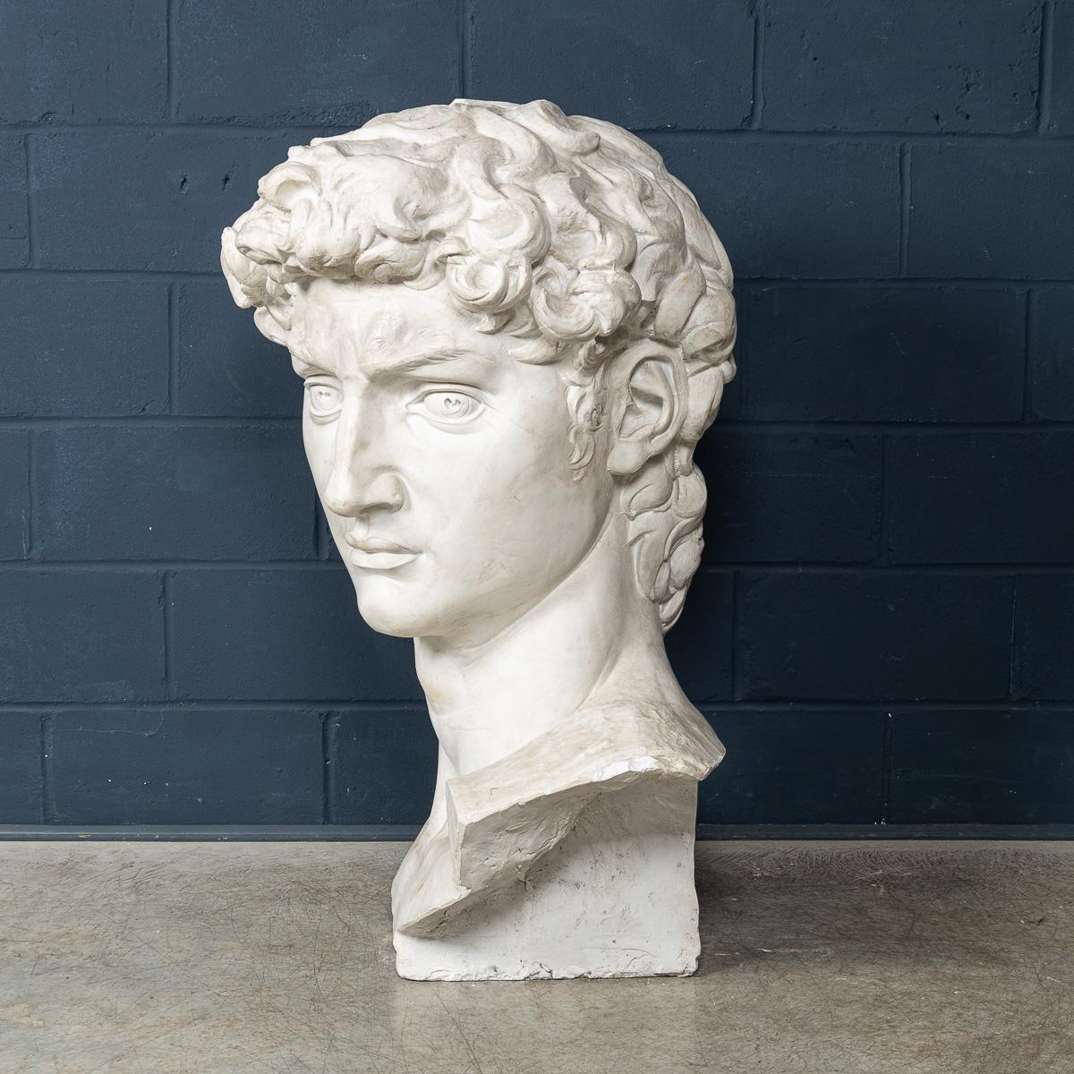 20th Century A Massive 20thC Italian Plaster Sculpture Bust Of Michelangelo's David c.1990 For Sale
