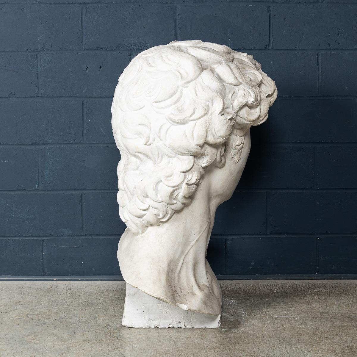 A Massive 20thC Italian Plaster Sculpture Bust Of Michelangelo's David c.1990 For Sale 1