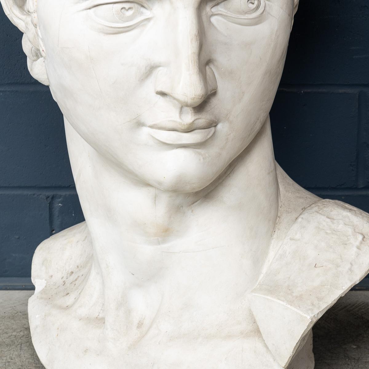A Massive 20thC Italian Plaster Sculpture Bust Of Michelangelo's David c.1990 For Sale 3
