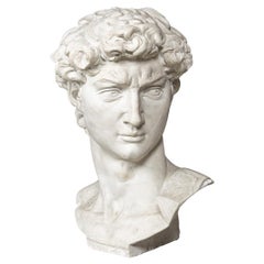 Escultura italiana de yeso de gran tamaño del siglo XX Busto del David de Miguel Ángel c.1990