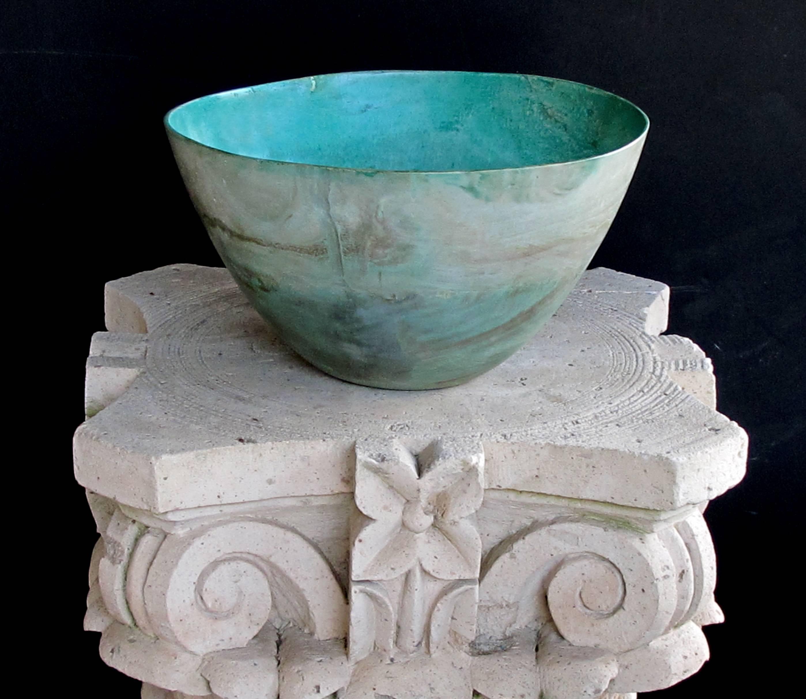 Massive and Rare Bowl of Carved Chrysocolla In Excellent Condition In San Francisco, CA