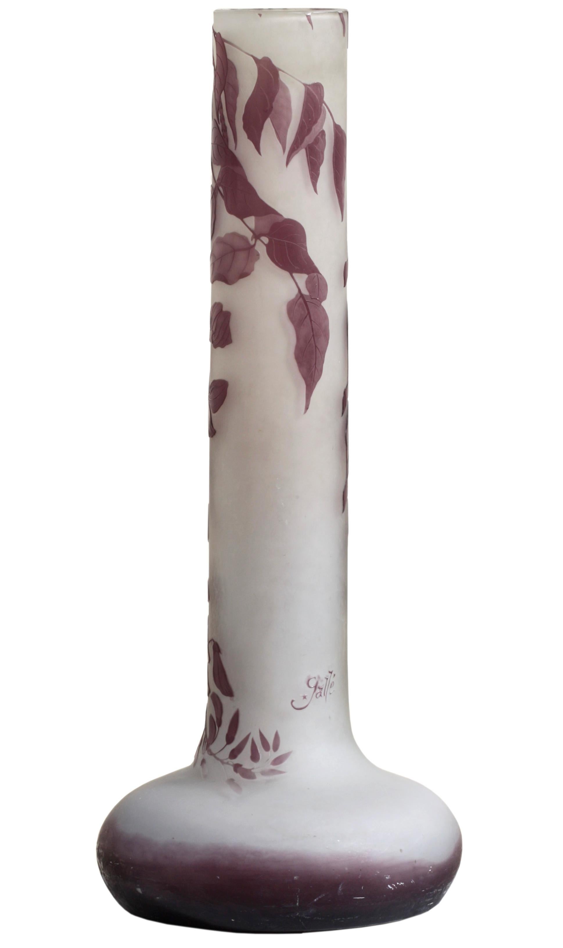 EMILE GALLE, FRENCH
A massive Cameo Glass Vase, circa 1905
'Wisteria'
23.75 in. (60.9 cm.) high
signed in cameo (with a star) Galle
Provenance
Sotheby's
December 18, 2003
Emile Galle was a master craftsman who skillfully interpreted the