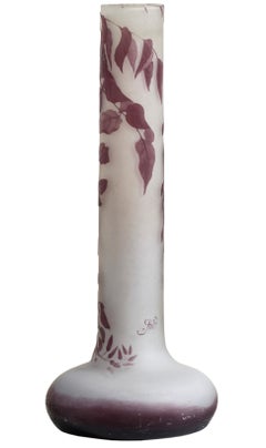 Massive Cameo Galle Glass Vase, circa 1905 'Wisteria'