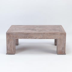 Massive Cerused Oak Coffee Table, on Four Thick Square Legs, Contemporary
