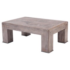 Massive Cerused Oak Coffee Table, on Four Thick Square Legs, Contemporary
