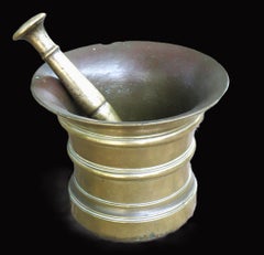 A Massive Early 18th Century Bronze Mortar & Pestle, Netherlands Circa 1700