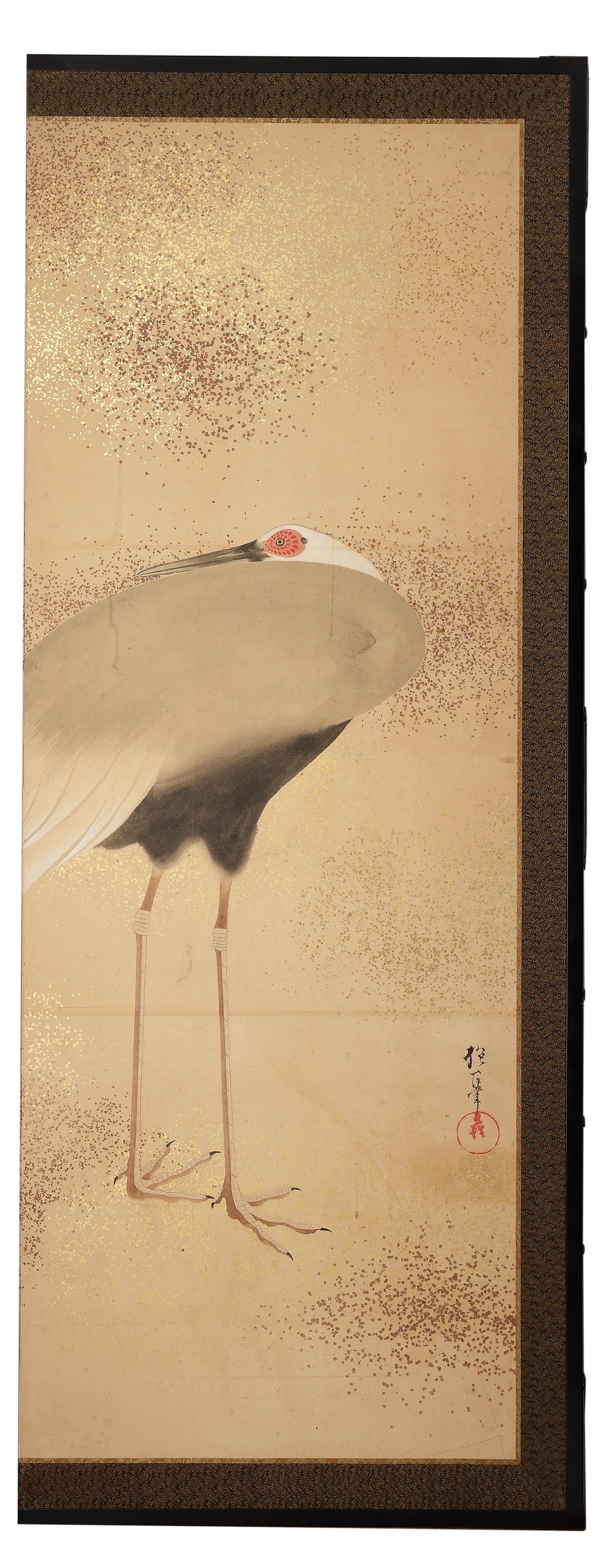 A Massive Eight Fold ‘Byobu’ Screen with Nine ‘Manchurian’ Cranes For Sale 2