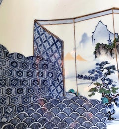 Massive assiette en porcelaine de présentation japonaise Arita Période Meiji