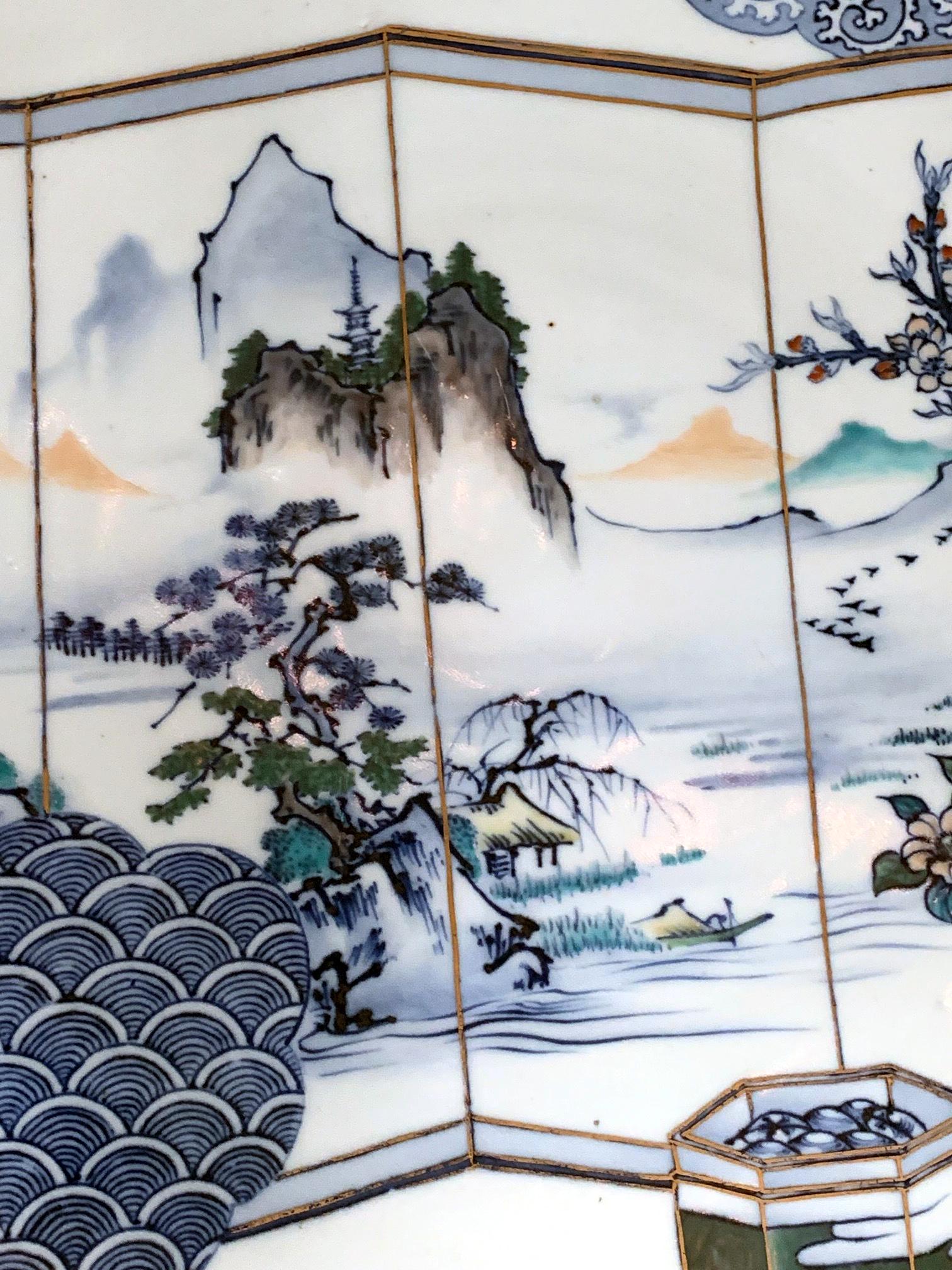 Japonisme Massive assiette en porcelaine de présentation japonaise Arita Période Meiji en vente