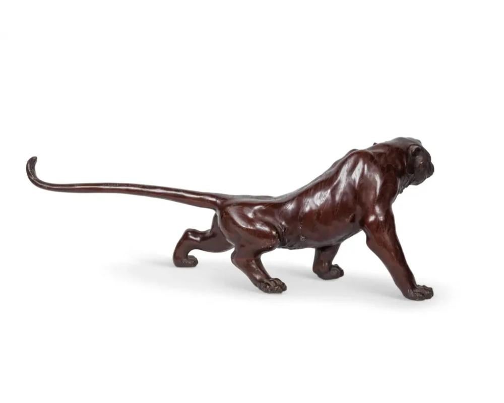 A Massive Japanese Patinated Bronze Sculpture of a Tiger, Meiji Period In Good Condition For Sale In New York, NY
