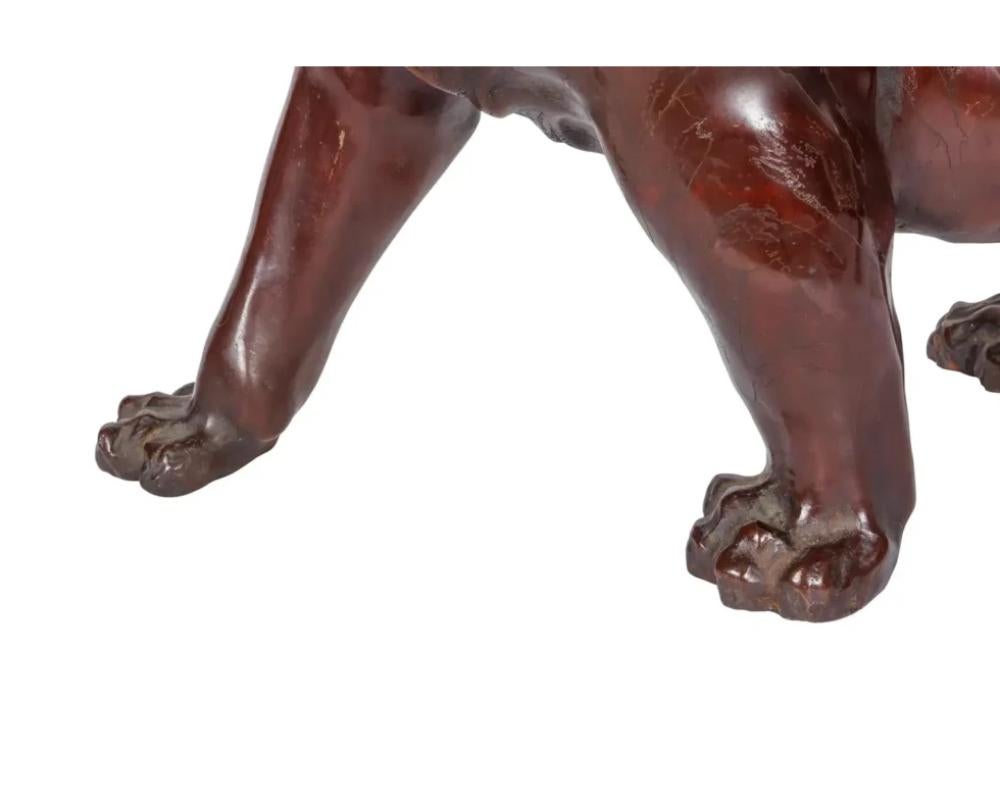 A Massive Japanese Patinated Bronze Sculpture of a Tiger, Meiji Period For Sale 1