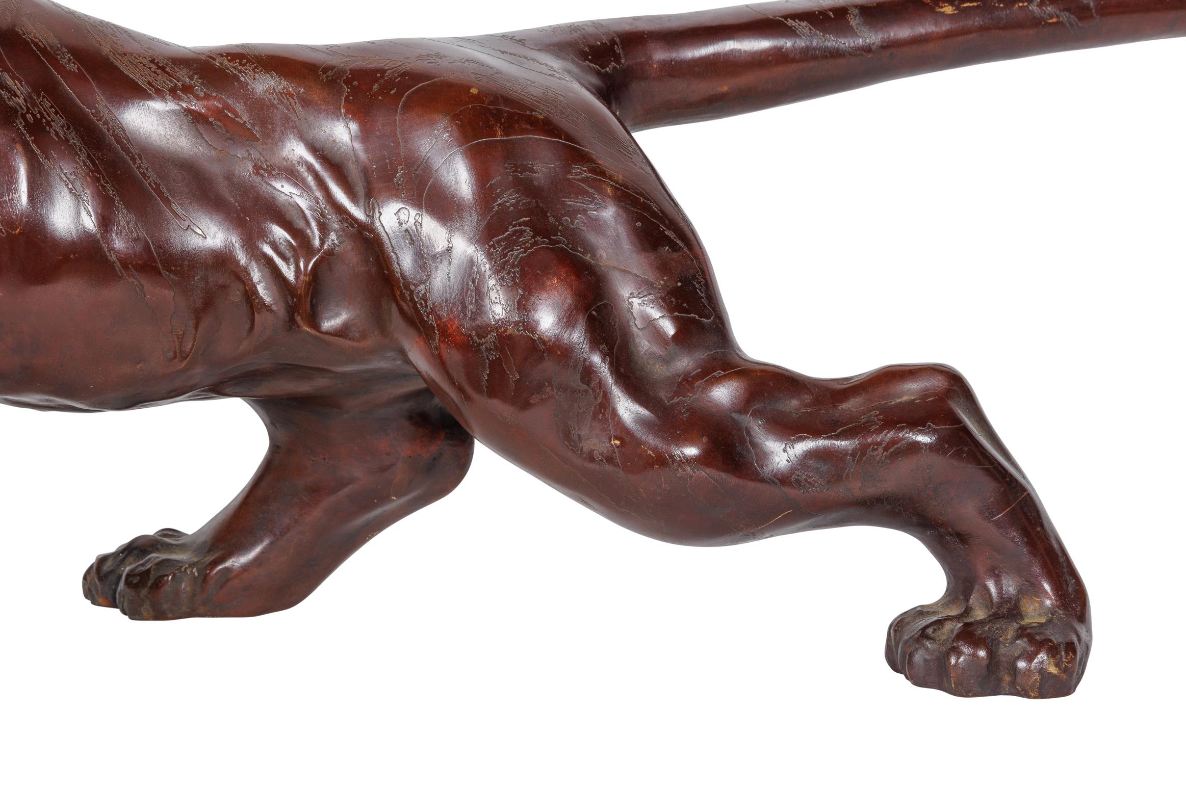 Massive japanische patinierte Bronzeskulptur eines Tigers aus der Meiji-Periode 1