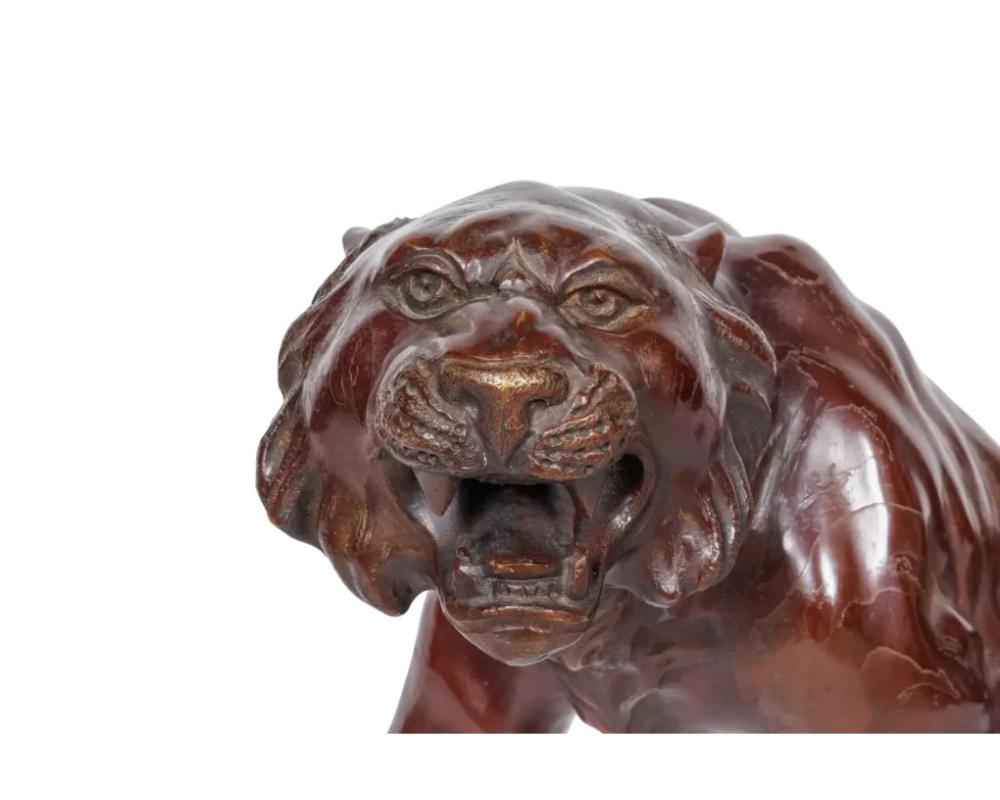 A Massive Japanese Patinated Bronze Sculpture of a Tiger, Meiji Period For Sale 4