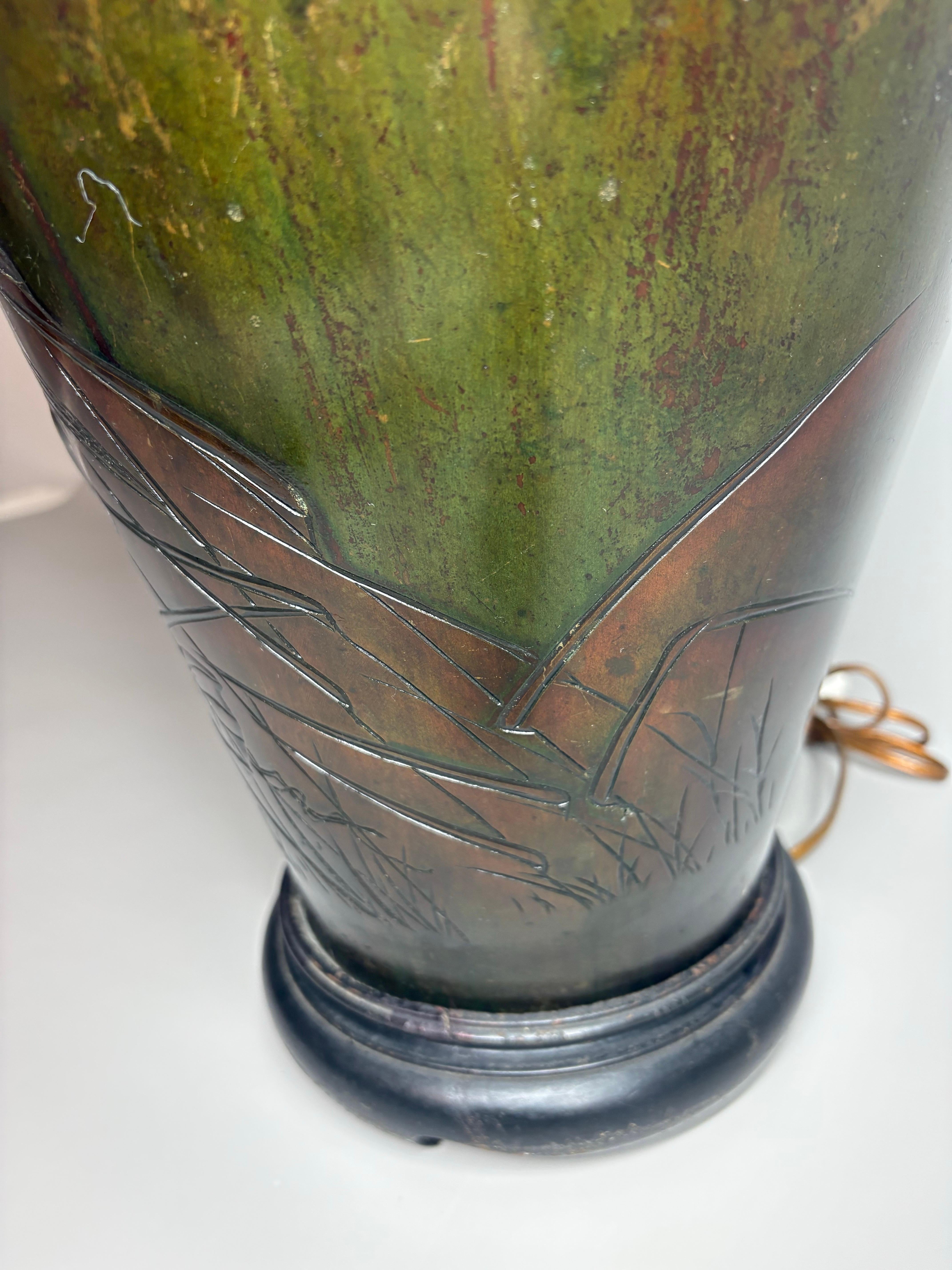 Vase / lampe japonais en bronze massif de l'ère Meiji (1868-1912) avec motif d'aigle en vente 9