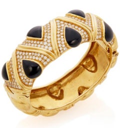 Pulsera maciza de ónix y diamantes de 18 quilates de Gemlok