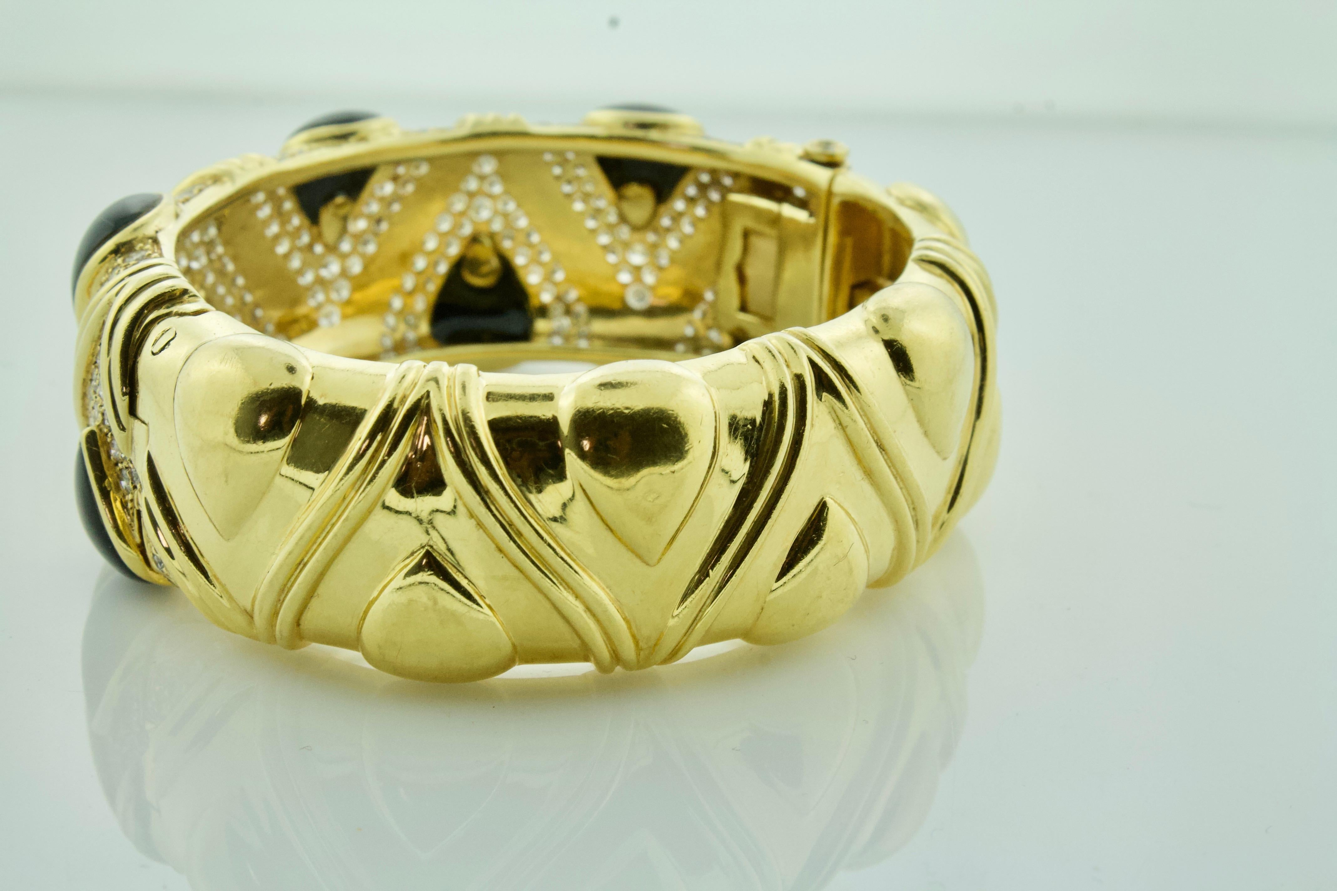 Massiver Onyx- und Diamantarmband aus 18 Karat von Gemlok (Moderne) im Angebot