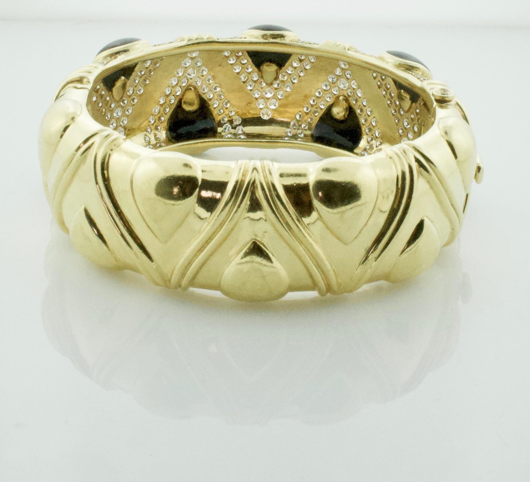Massiver Onyx- und Diamantarmband aus 18 Karat von Gemlok für Damen oder Herren im Angebot