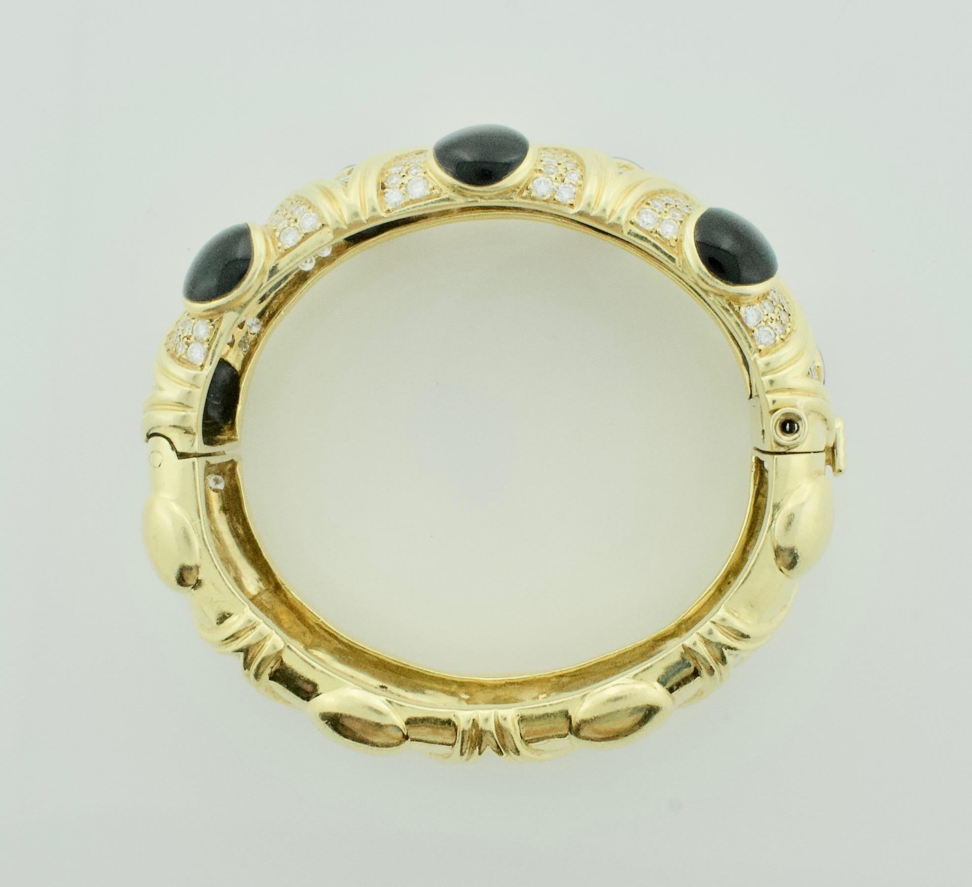 Massive Onyx and Diamond Bracelet in 18k by Gemlok For Sale 1