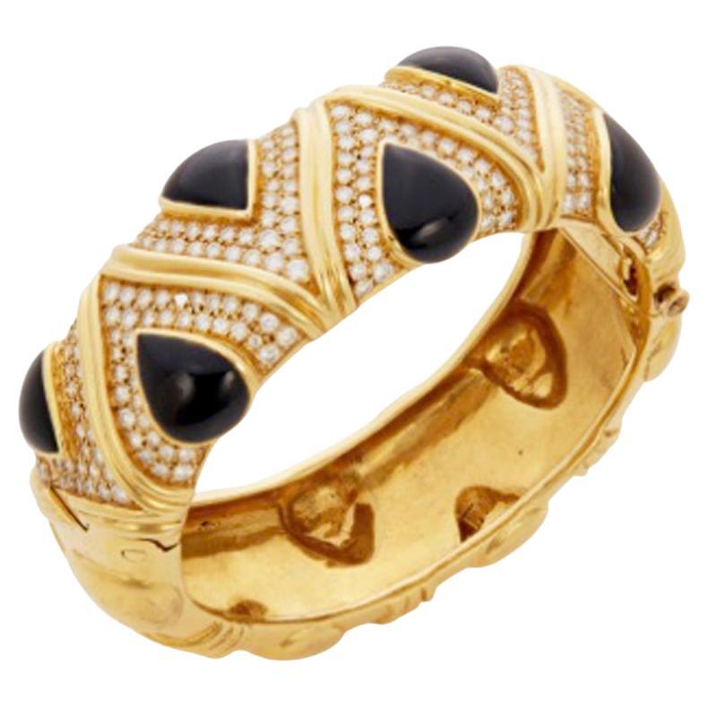 Massiver Onyx- und Diamantarmband aus 18 Karat von Gemlok