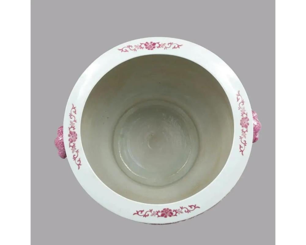 A Massive Pair of Chinese Pink and White Dragon Porcelain Planters For Sale 2