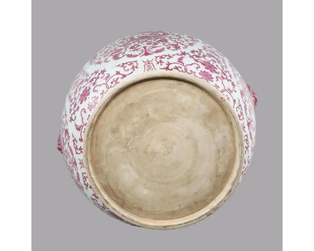 A Massive Pair of Chinese Pink and White Dragon Porcelain Planters For Sale 3