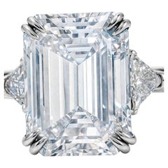 A Masterpiece of Rarity and Radiance 20 carat Flawless Emerald Cut Diamond Ring