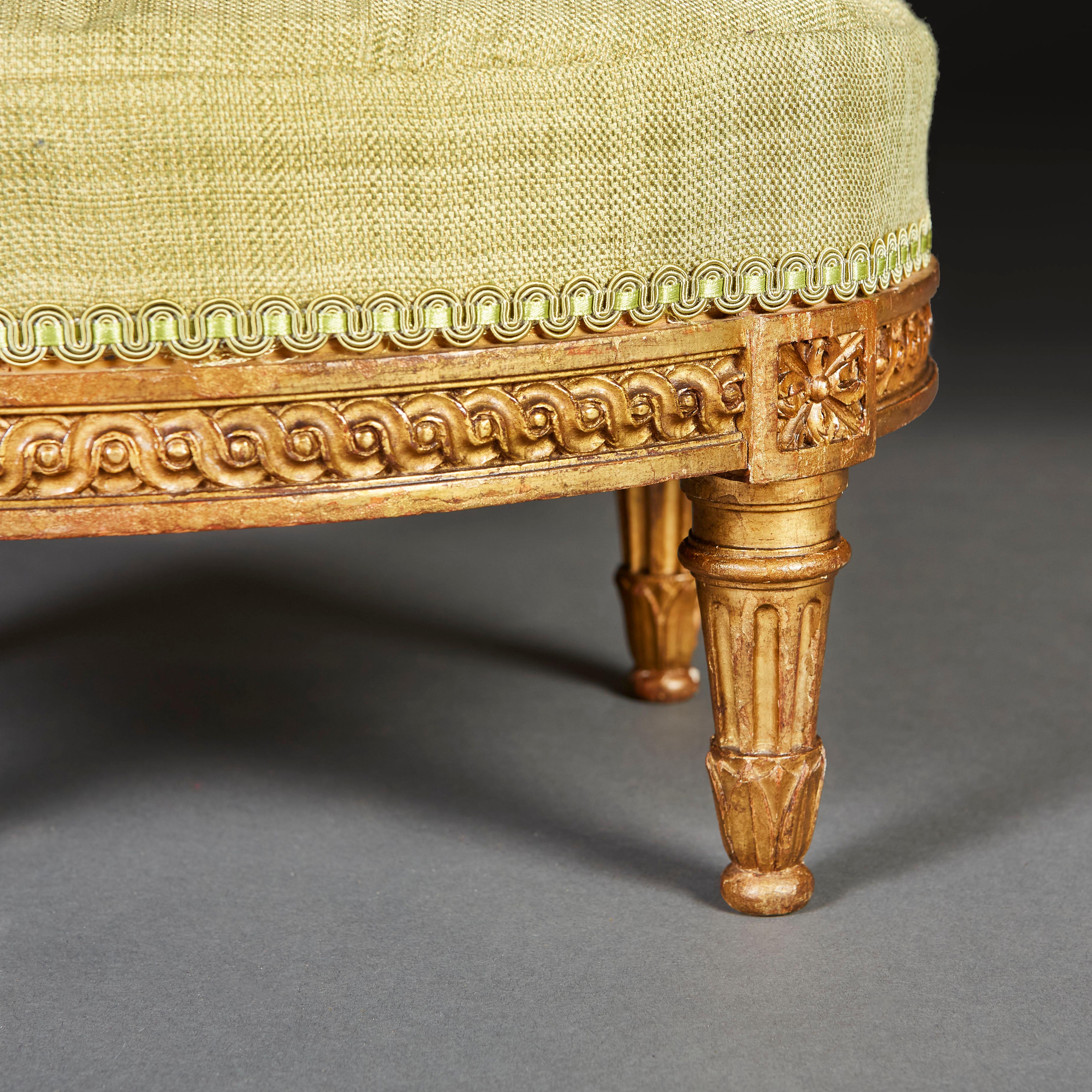 Matched Pair of 18th Century French Giltwood Footstools In Good Condition For Sale In London, GB