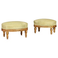 Matched Pair of 18th Century French Giltwood Footstools