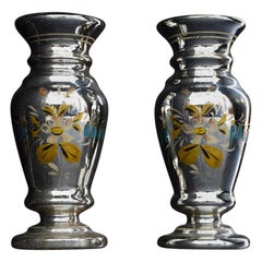 Antique Matched Pair of 19th Century French Glass Mercury Vases
